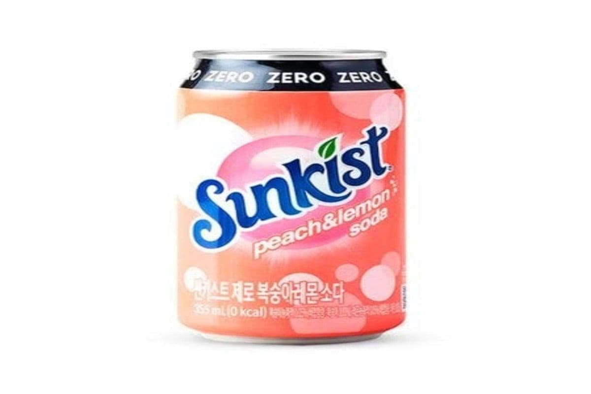 Sunkist Zero Sugar Peach & Lemon Soda Korean (355 ml) (0 Cal)