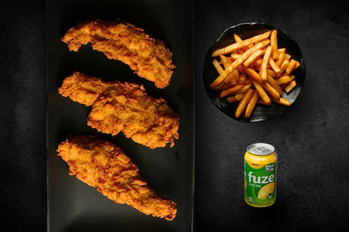 Three Plain Tenders, One Small Fries, One Dip, and One Pop