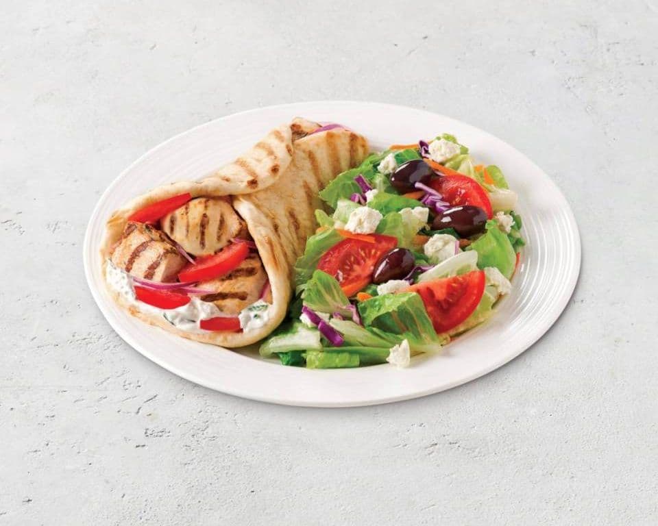 Chicken Souvlaki Pita with Salad