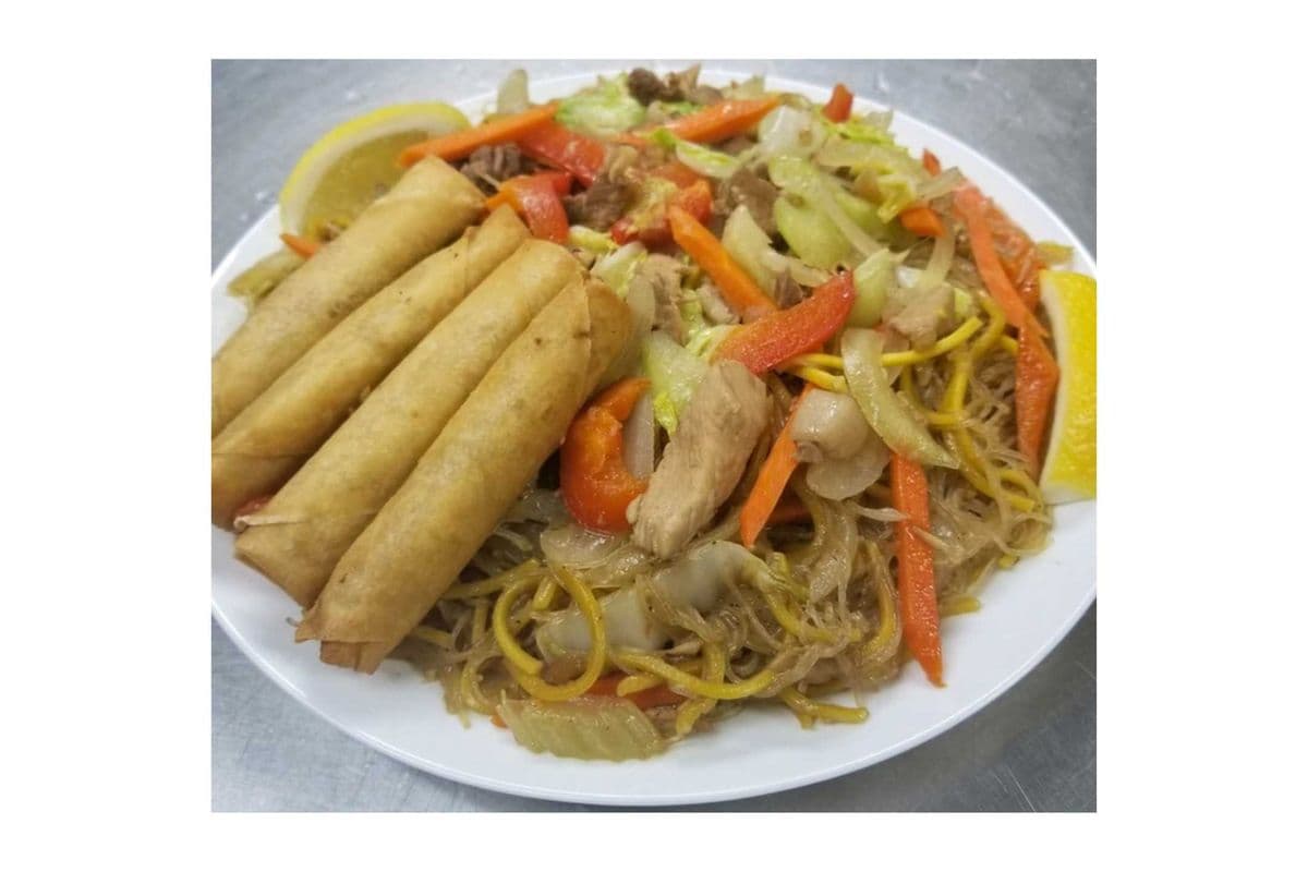 Pancit with Six Spring Rolls