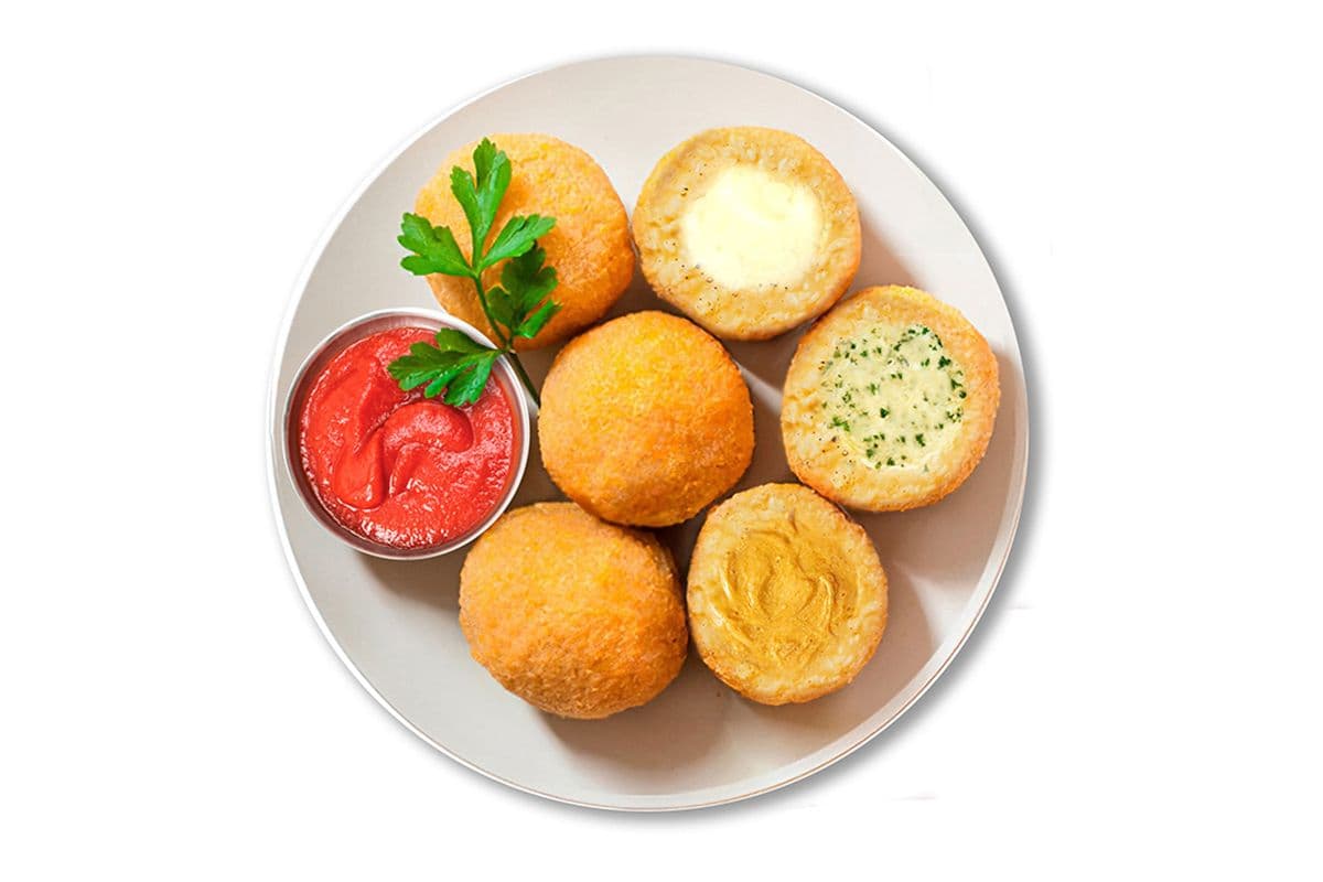 Forty-Eight Assorted Arancini Balls and Eight Marinara Sauces