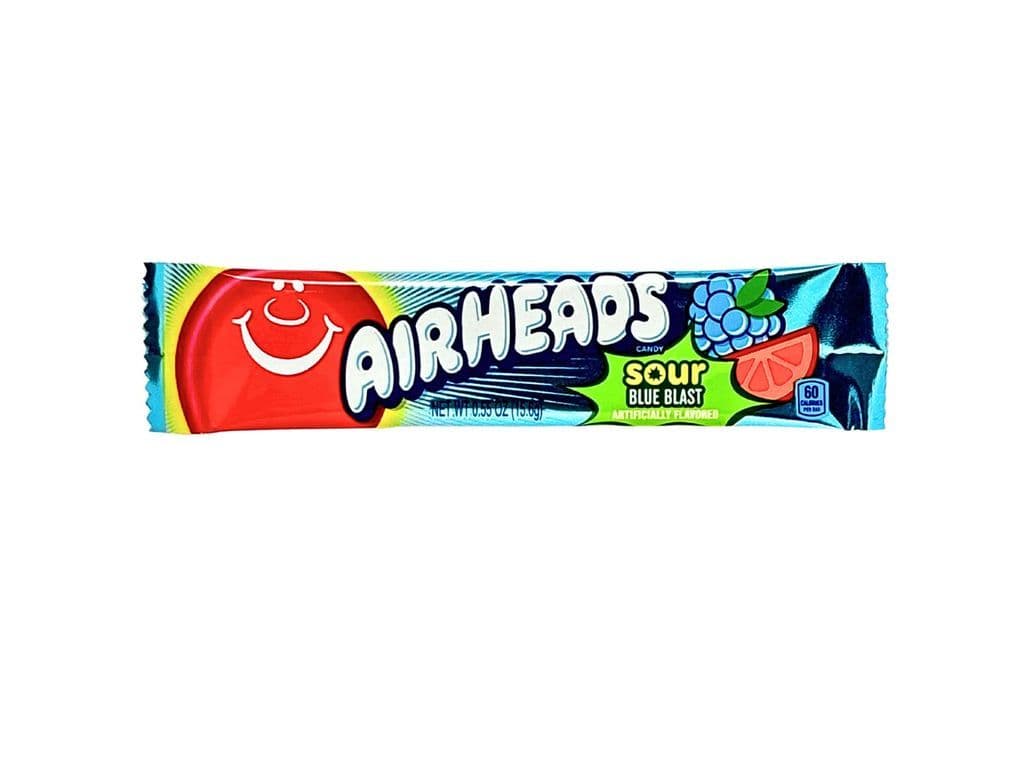Airheads Sour Blue Blast Chewy Taffy Candy 15.6g Raspberry and Citrus