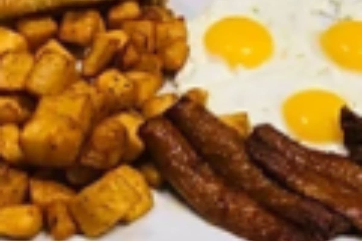 8. Chicken Sausage, Eggs, Toast, and Home Fries