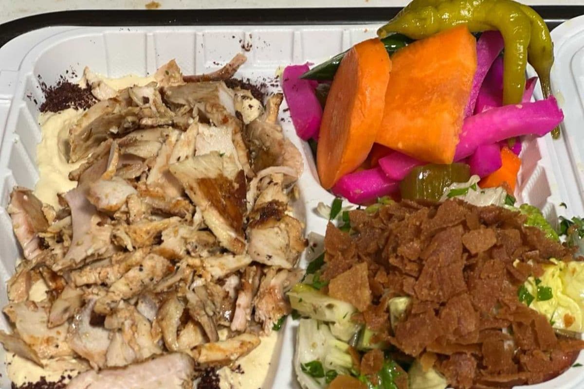 Meal -Hummus with Charcoal Chicken Shawarma