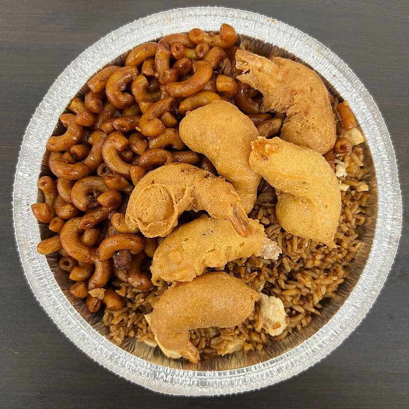 (F) ASSIETTES COMBINÉES - RIZ, NOUILLES ET CREVETTES PANÉES