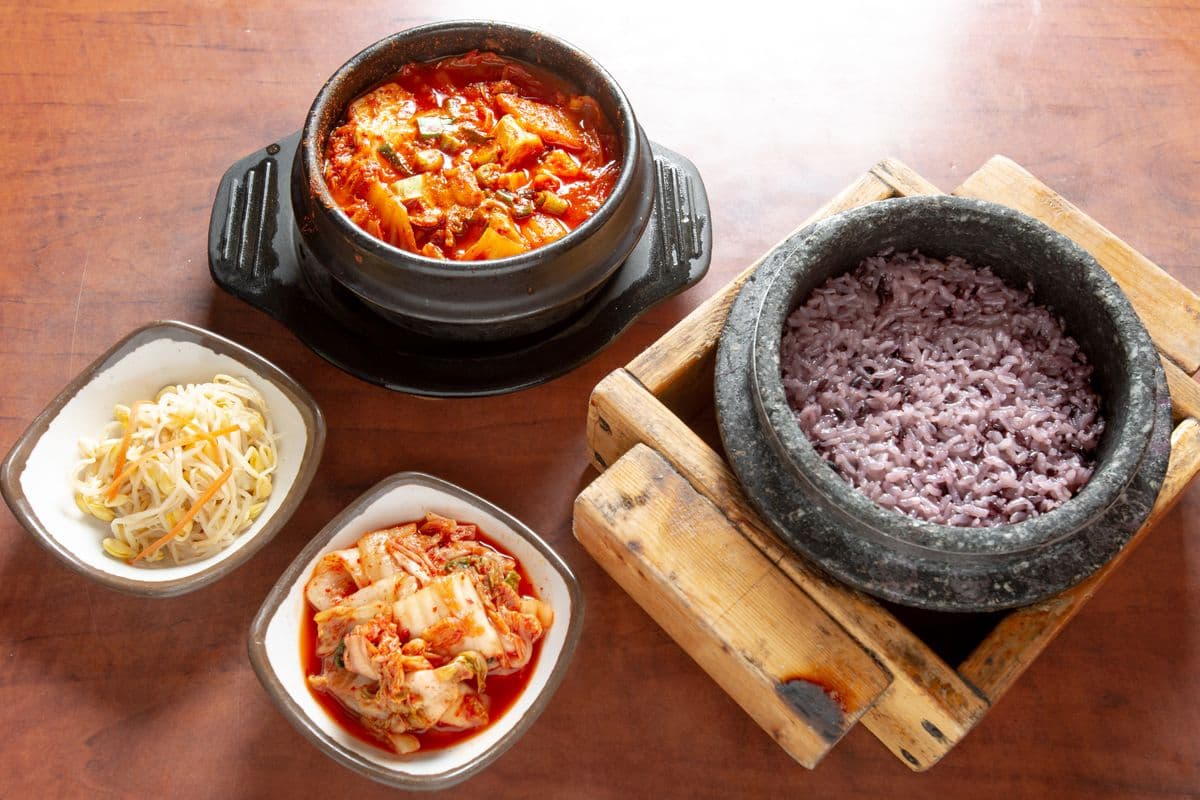 Kimchi Soon Tofu with Hot Stone Pot Rice