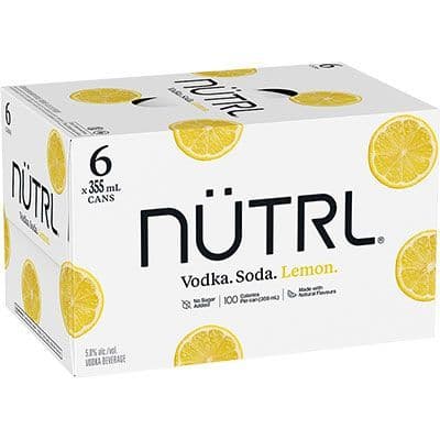 Nutrl Vodka Soda Lemon, 6 x 355 ml
