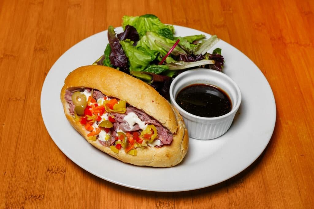 Chicago Style Shaved Italian Beef Dip Sandwich