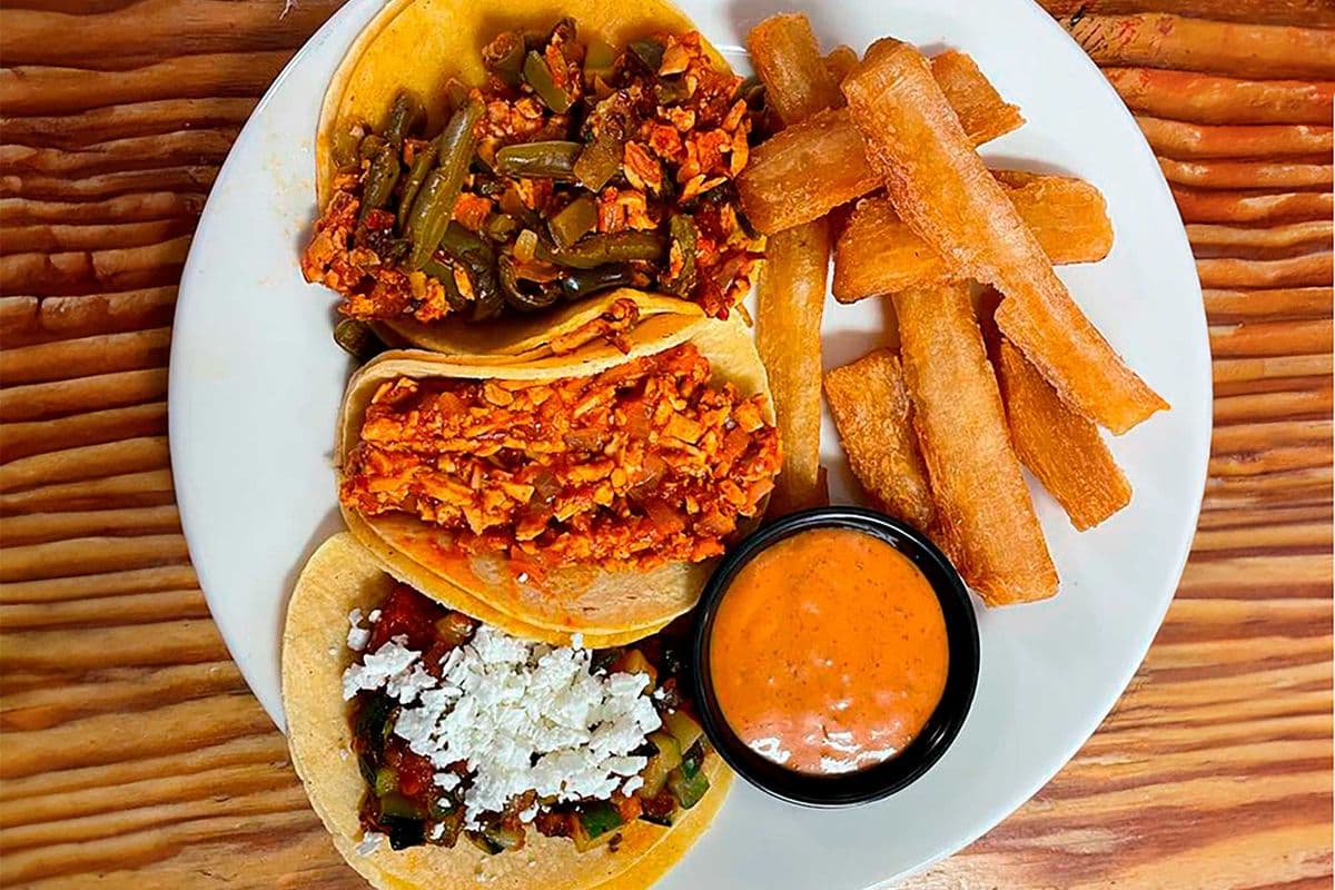 * 3 Tacos with Yuca Frita