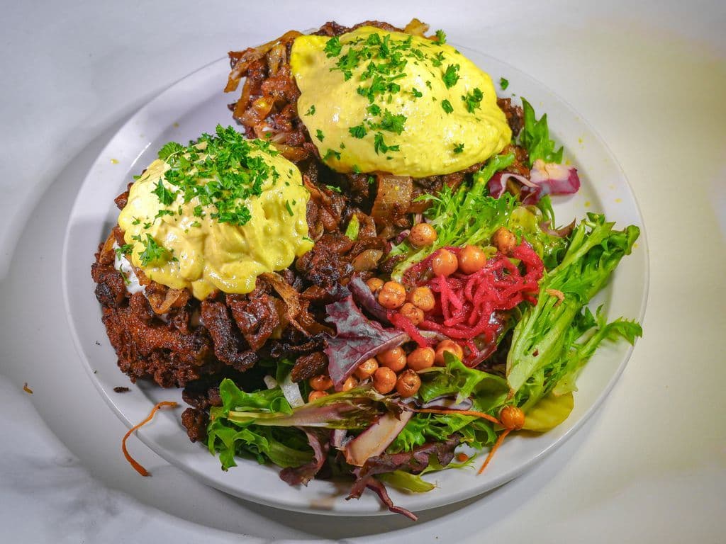 Truffled N' Oyster Latkes Benecheck