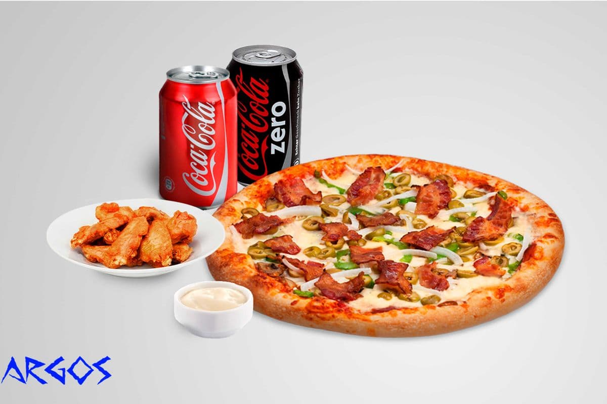 Medium Pizza, 1 Lb Wings, 2 Drinks + 1 Dip
