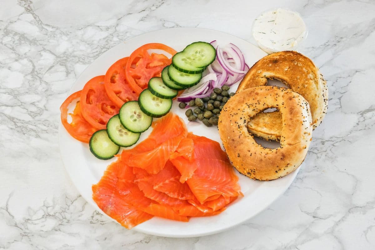 Deconstructed Toasted Bagel Lox and Cream Cheese