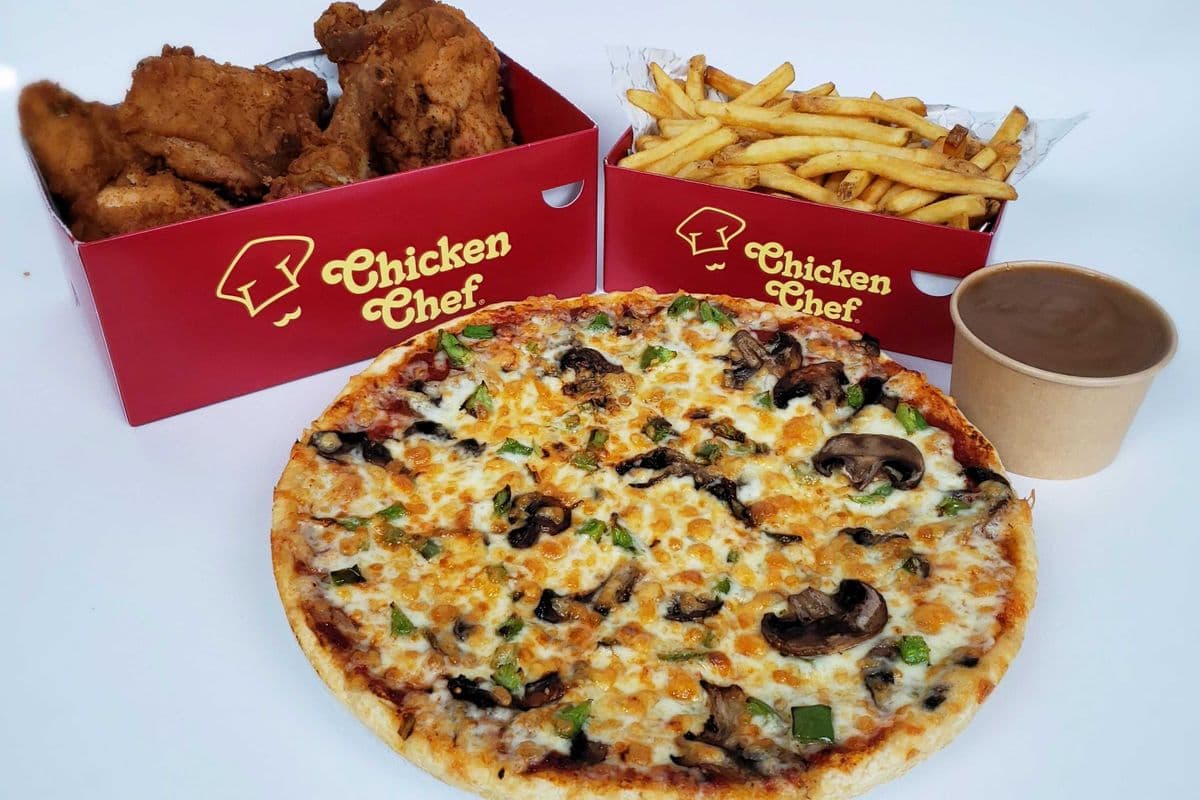 8 Piece Chicken Snack with 11" Medium Two Topping Pizza