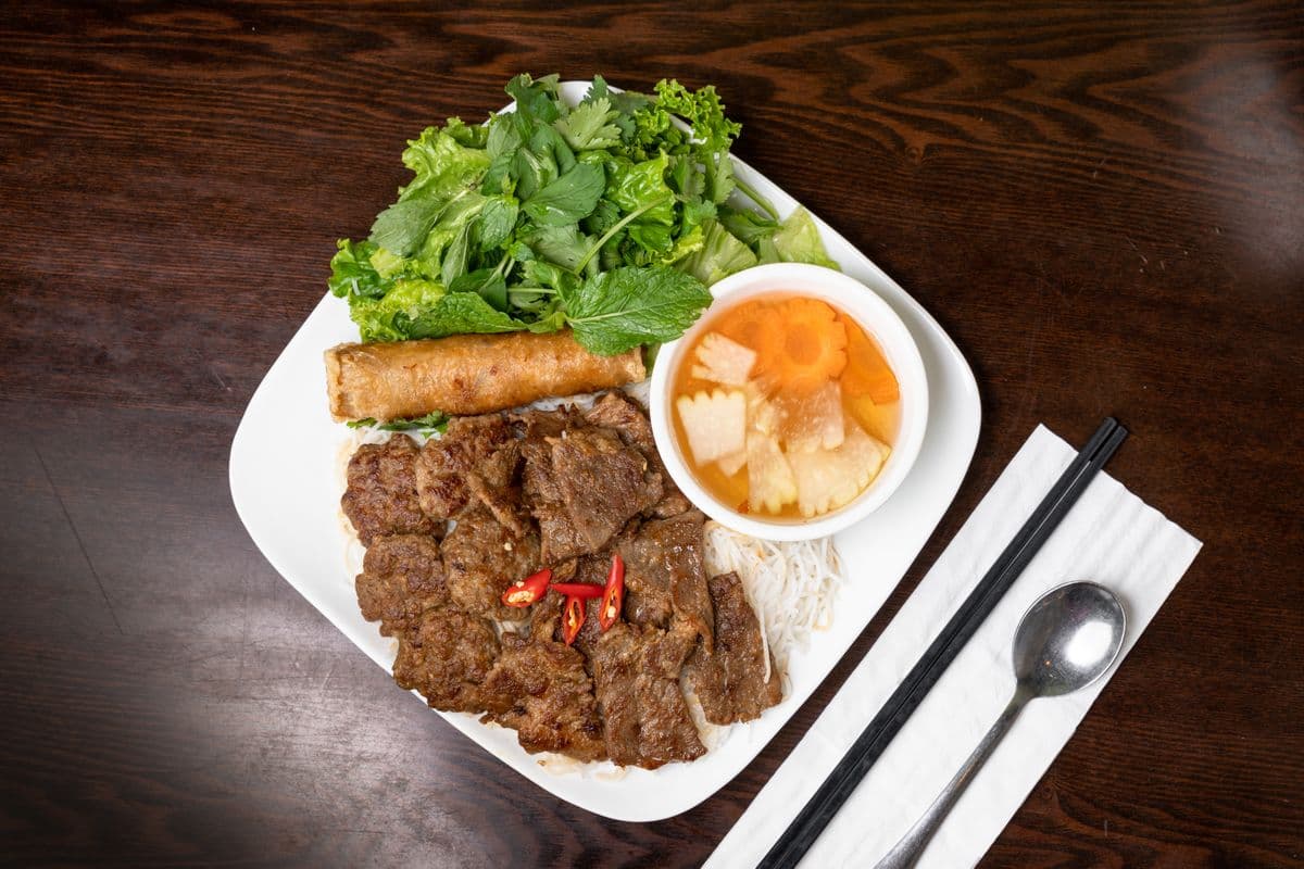B1. Signature BBQ Pork and Special Spring Roll on Vermicelli - Bun Cha Nem Cua Be