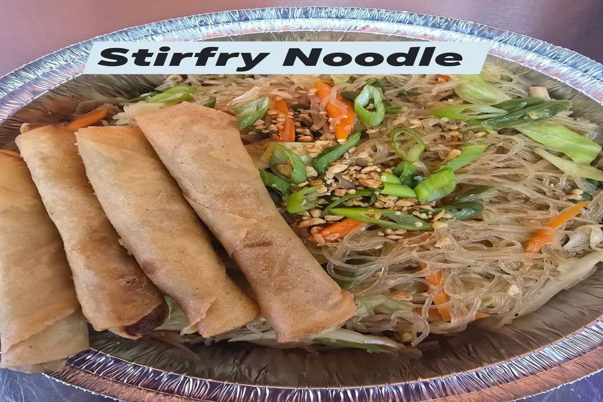 Stirfry Noodles (Pancit Bihon) with Springrolls