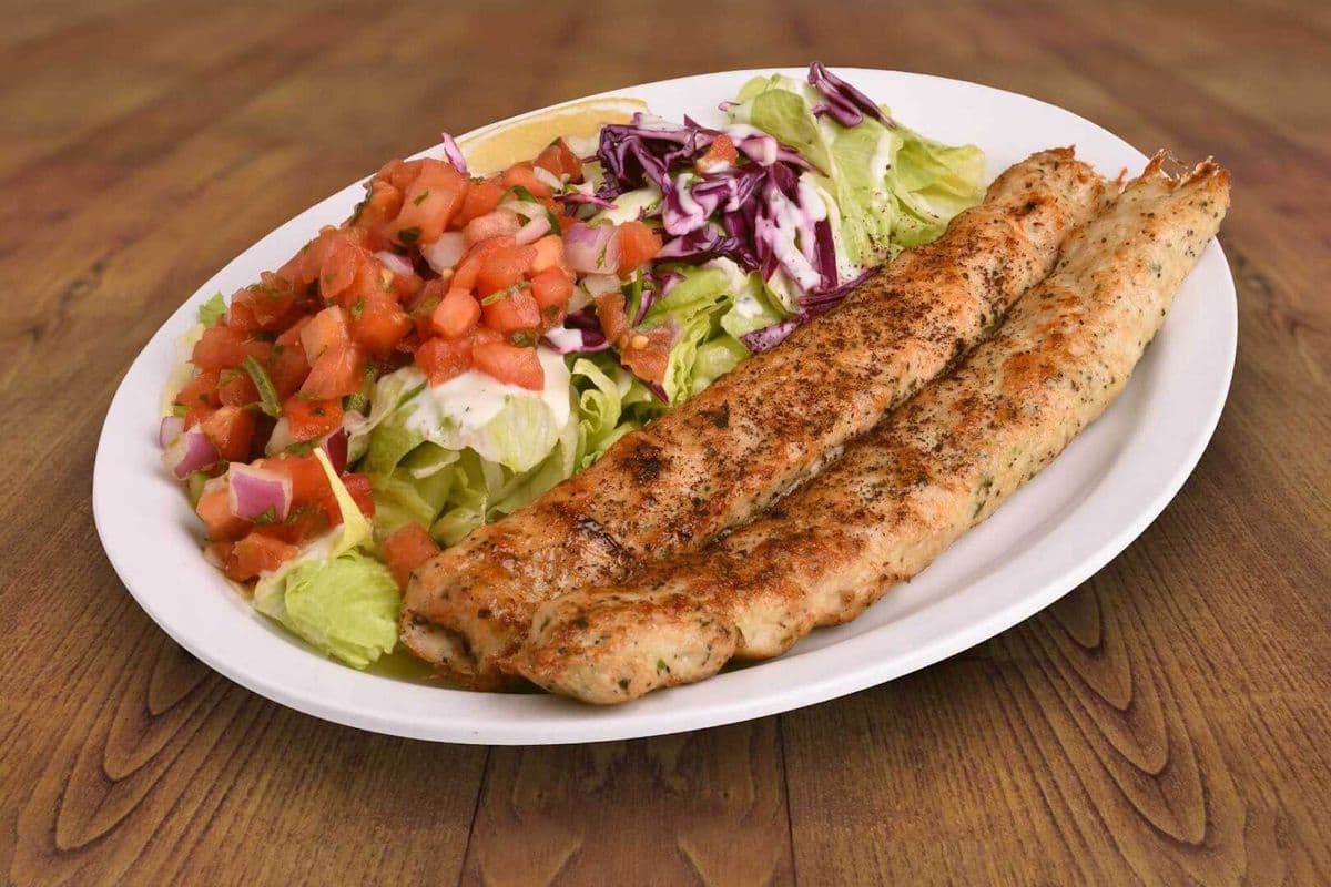 Chicken Kofta Kabob Salad & Naan