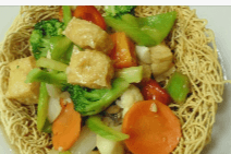 63. Stir-Fried Vegetables and Tofu on Noodles
