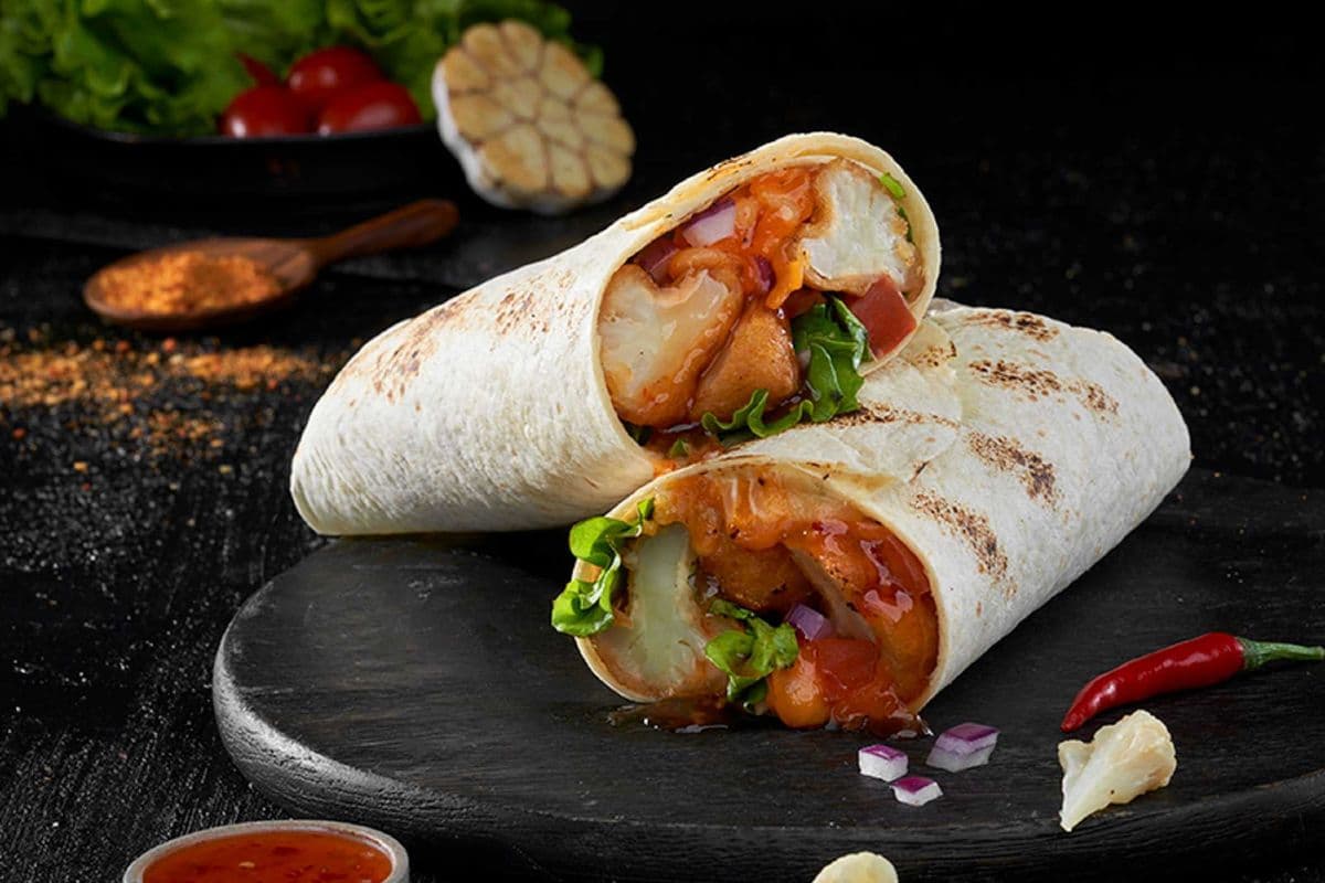 Veggie Wrap and Fries