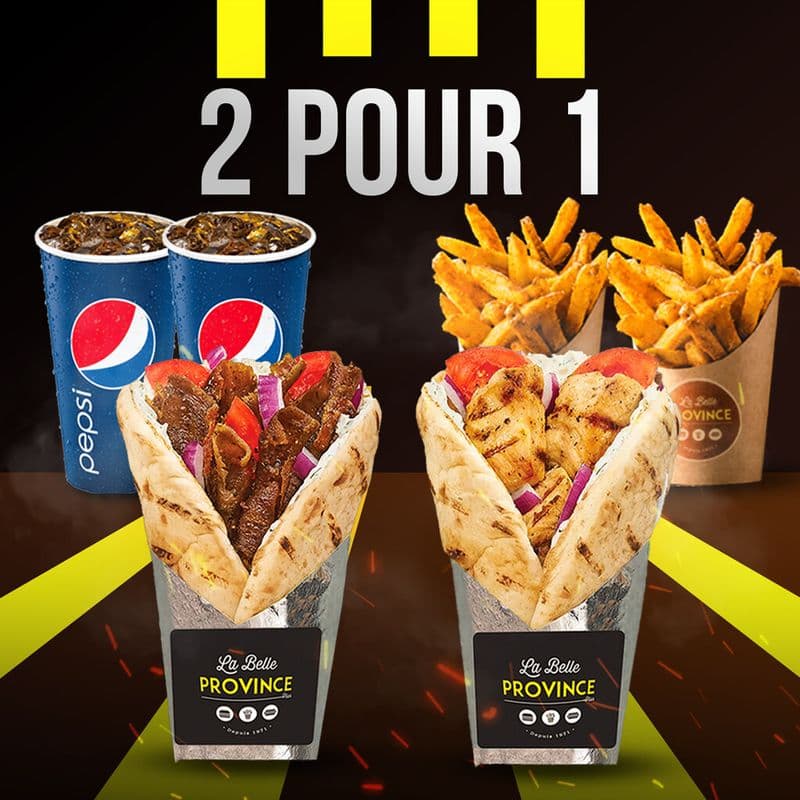 Promo - 2 pour 1 - Pita au choix + Frites + Breuvage
