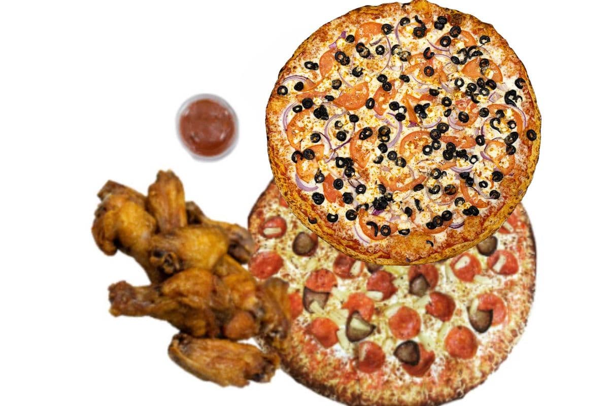 Two Small Pizzas, 10 wings