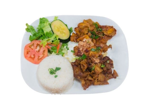 R4.Grilled Lemongrass Chicken & Pork Rice-燒雞飯同燒豬肉用香茅醃製-Cơm Gà Nướng Thịt Nướng