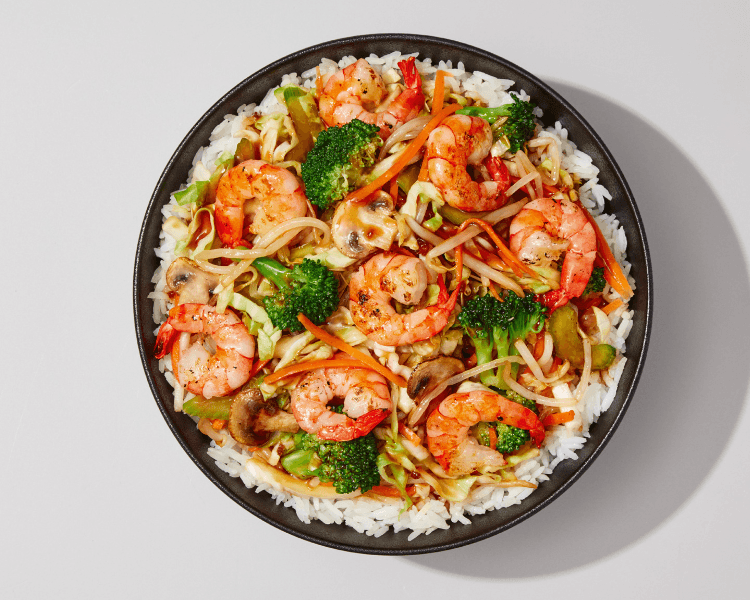 Teppanyaki aux crevettes avec riz