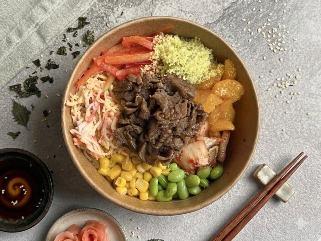 Kimchi Beef Poke Bowl