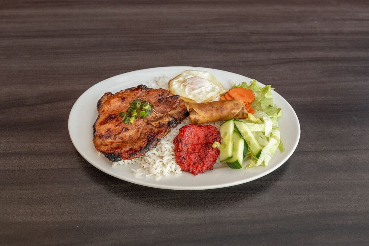 17. Charcoal BBQ Pork Chops with Rice