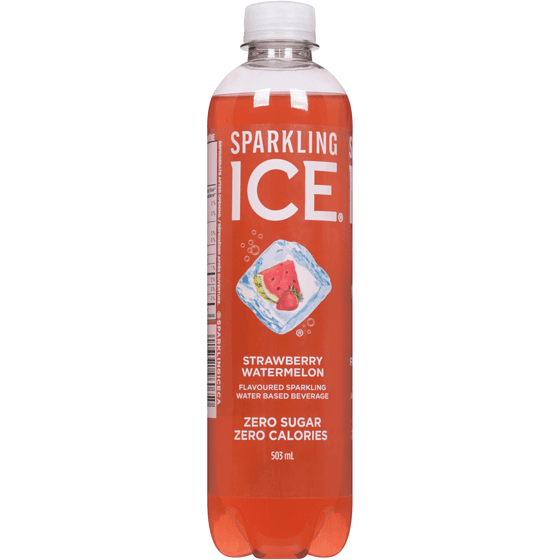Sparkling Ice Boisson Aromatisée a Base D' eau Pétillante Fraise et Melon D'Eau 503ml/ Sparkling Ice Flavored Water  Strawberry & Watermelon 503ml