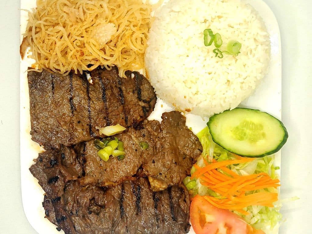 C9. Com Bo Nuong Tau Hu Ky - Marinated Beef, Fried Bean Curd