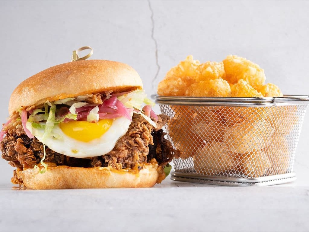 Chicken Sando with Tater Tots