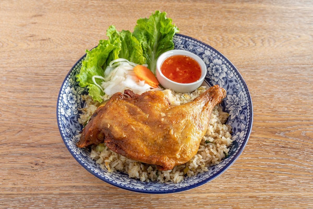 45. Deep-Fried Chicken on Fried Rice