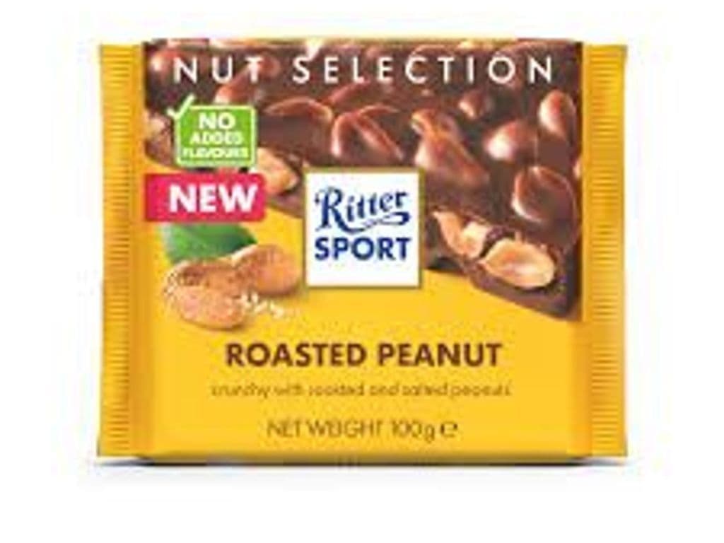 RITTER SPORT MILK CHOCOLATE WITH ROASTED PEANUTS 100G