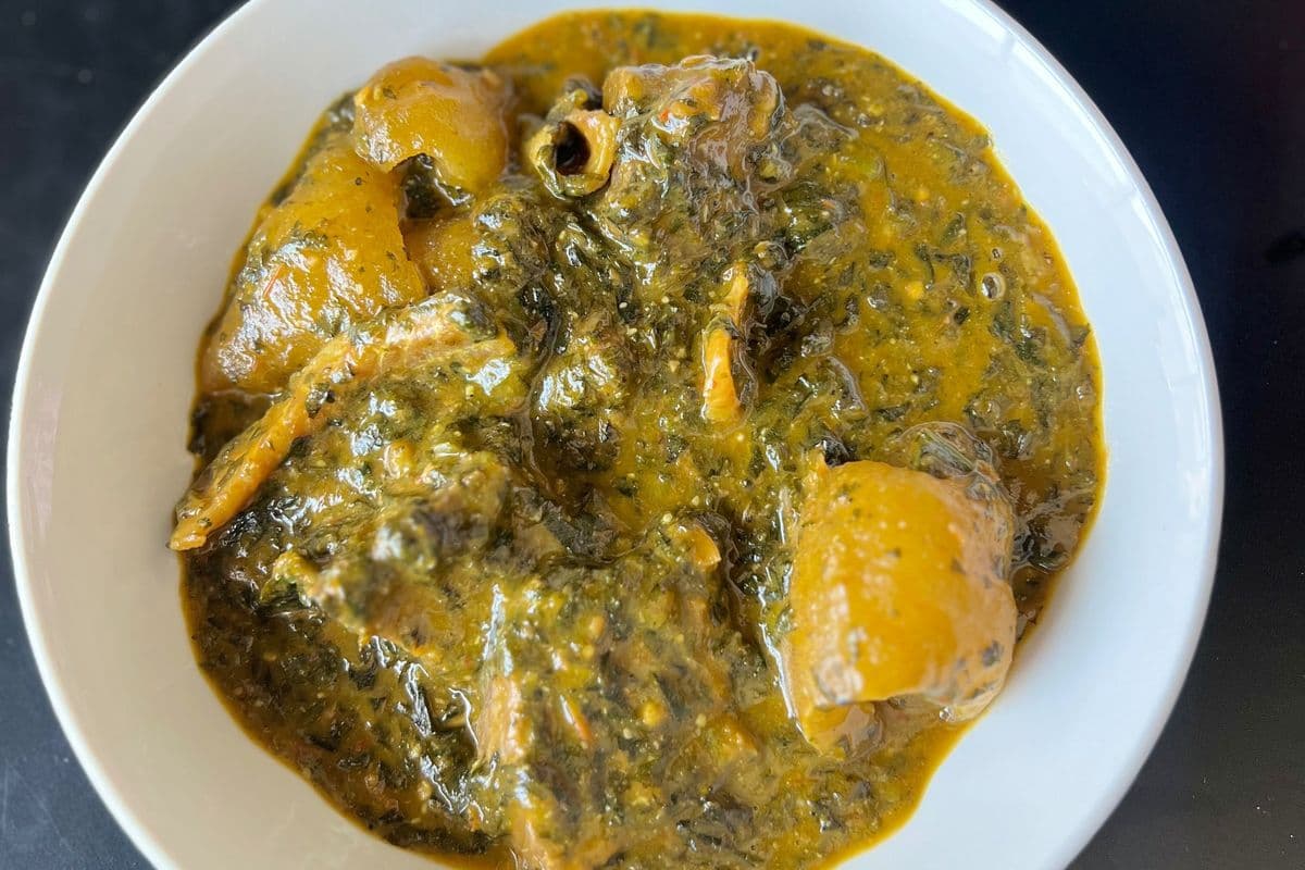 Bitter leaf soup and poundo