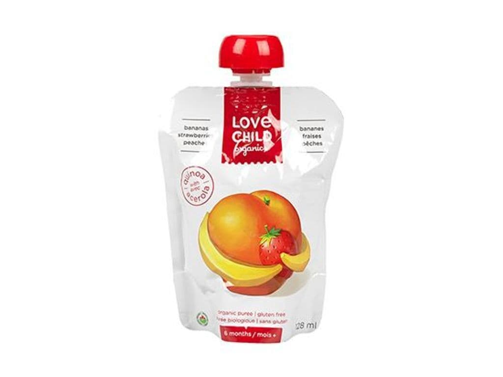 LOVE CHILD ORGANIC BANANAS STRAWBERRIES PEACHES PUREE 128ML