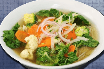 612. Vegetarian Rice Noodles, Tofu, and Mushroom Soup - Hu Tieu Chay (Large)