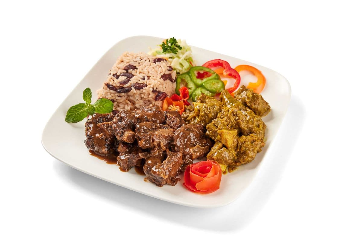 Oxtail and Curry Goat Meal