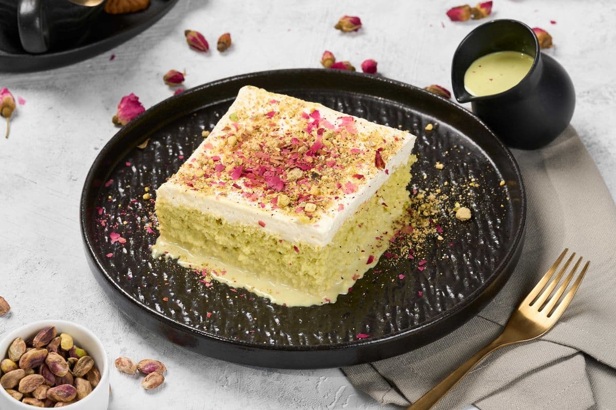 PISTACHIO & ROSE MILK CAKE
