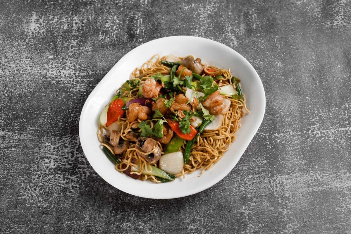 I. Chow Mein with Prawns