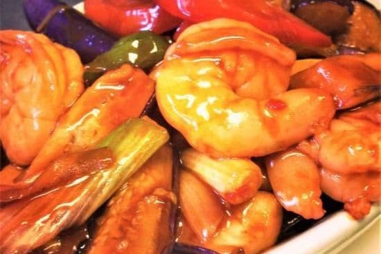 Tiger Prawns with Stir Fry Eggplant