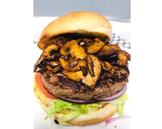 Sauteed Mushroom cheese burger with fries