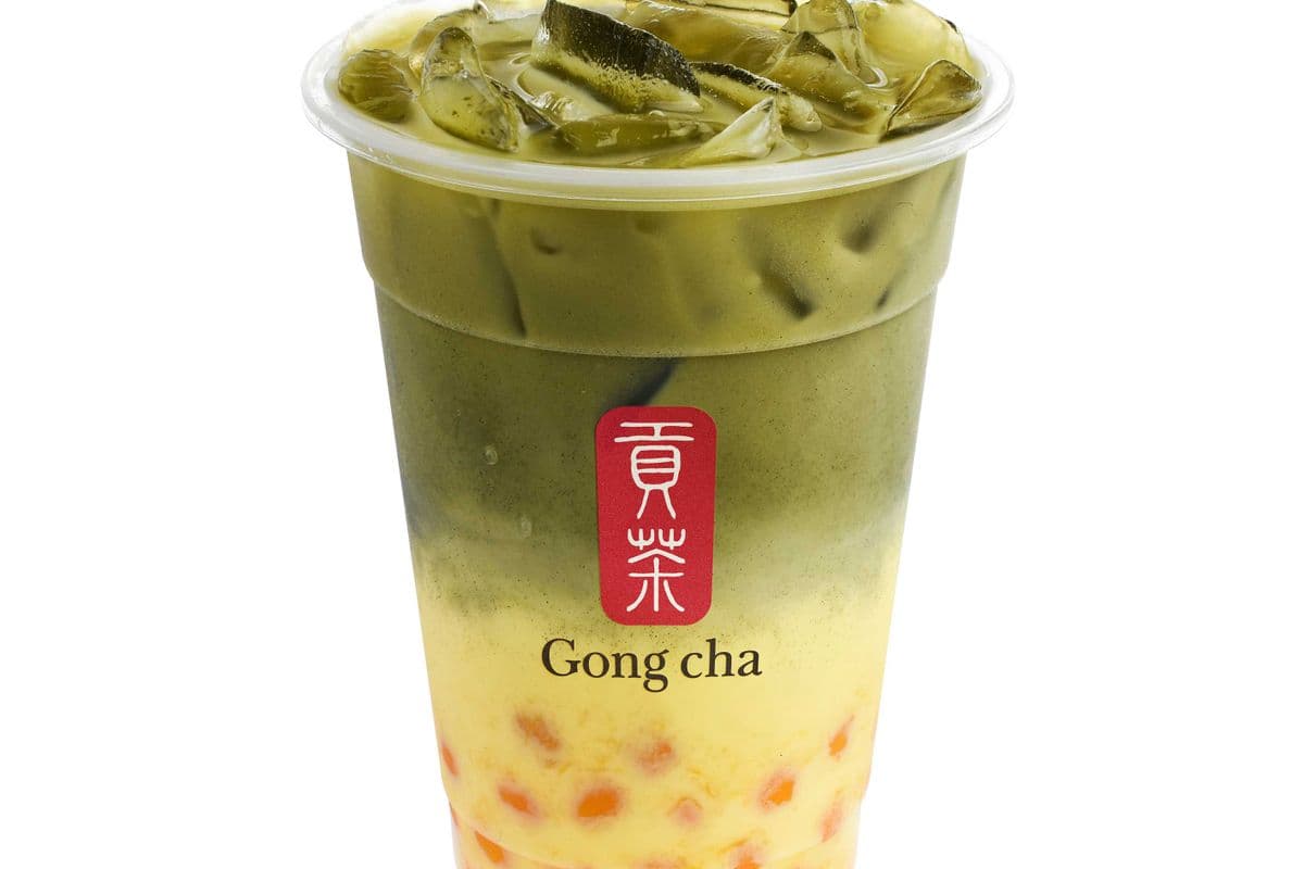 Matcha Mango Milk Tea with Kanten Jelly