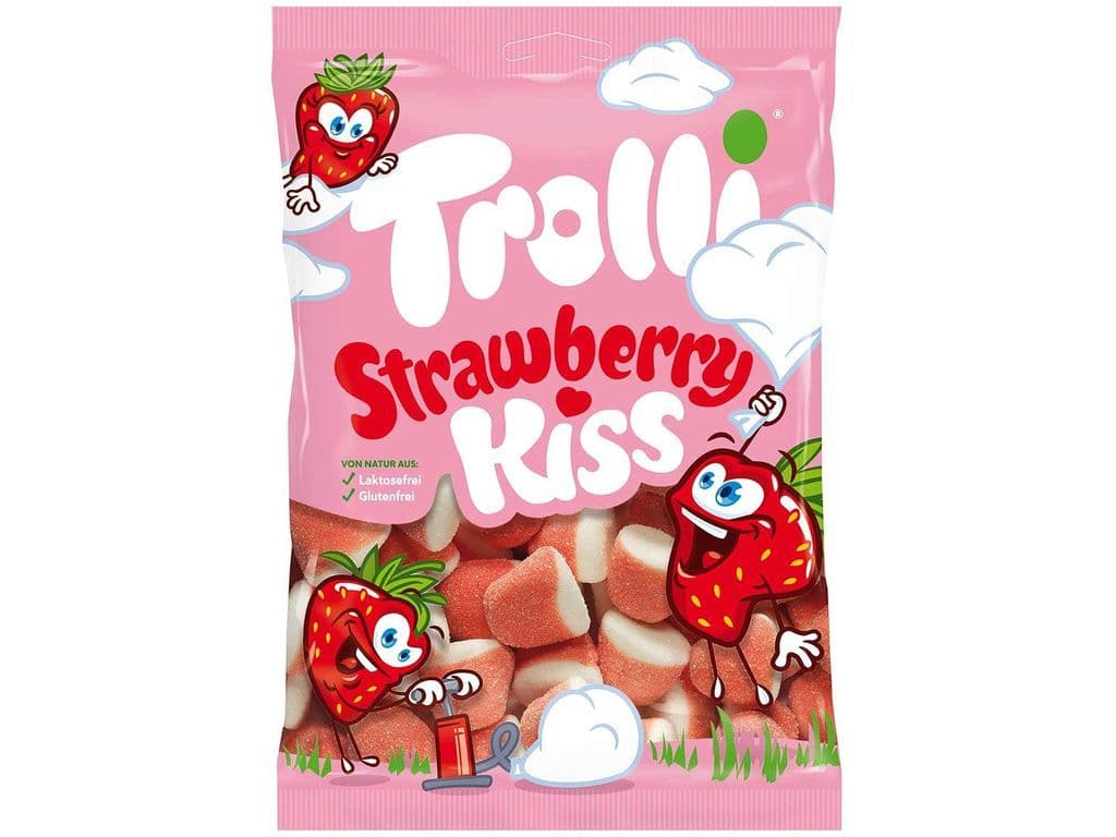 Trolli Strawberry Kiss Creme Puff Squishy Gummy Candy 150g Gummies