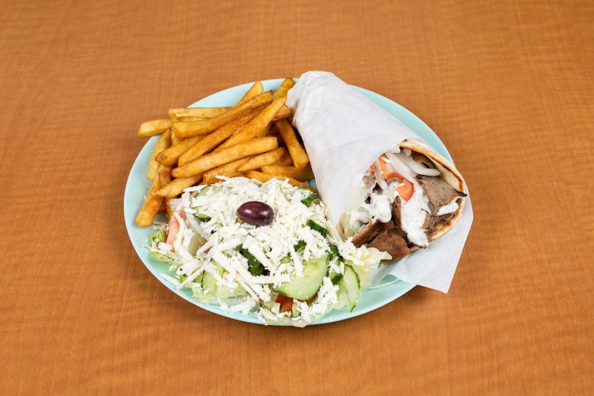 Any Pita and Salad with Fries or Onion Rings