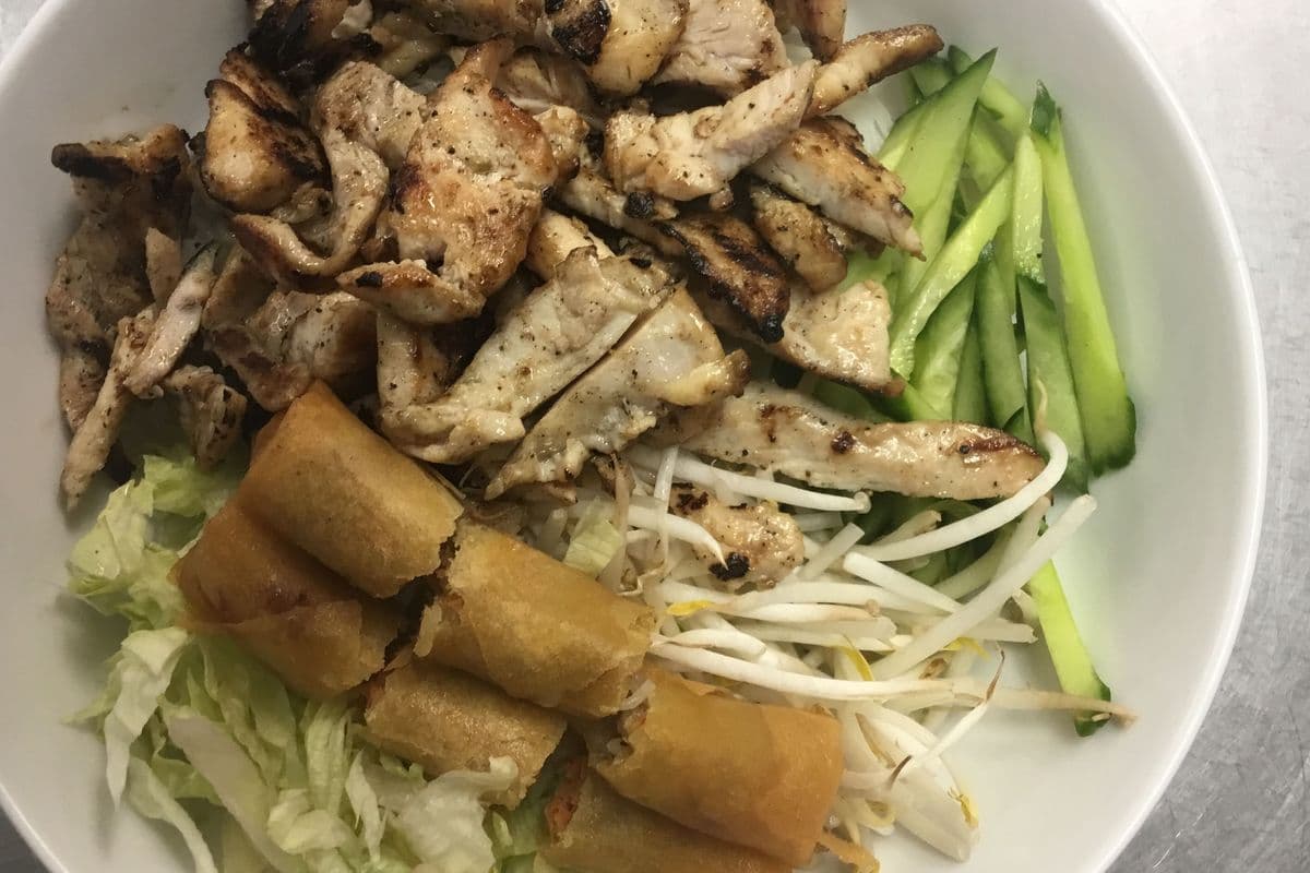 34. Charbroiled Chicken and Spring Rolls Vermicelli Bowl