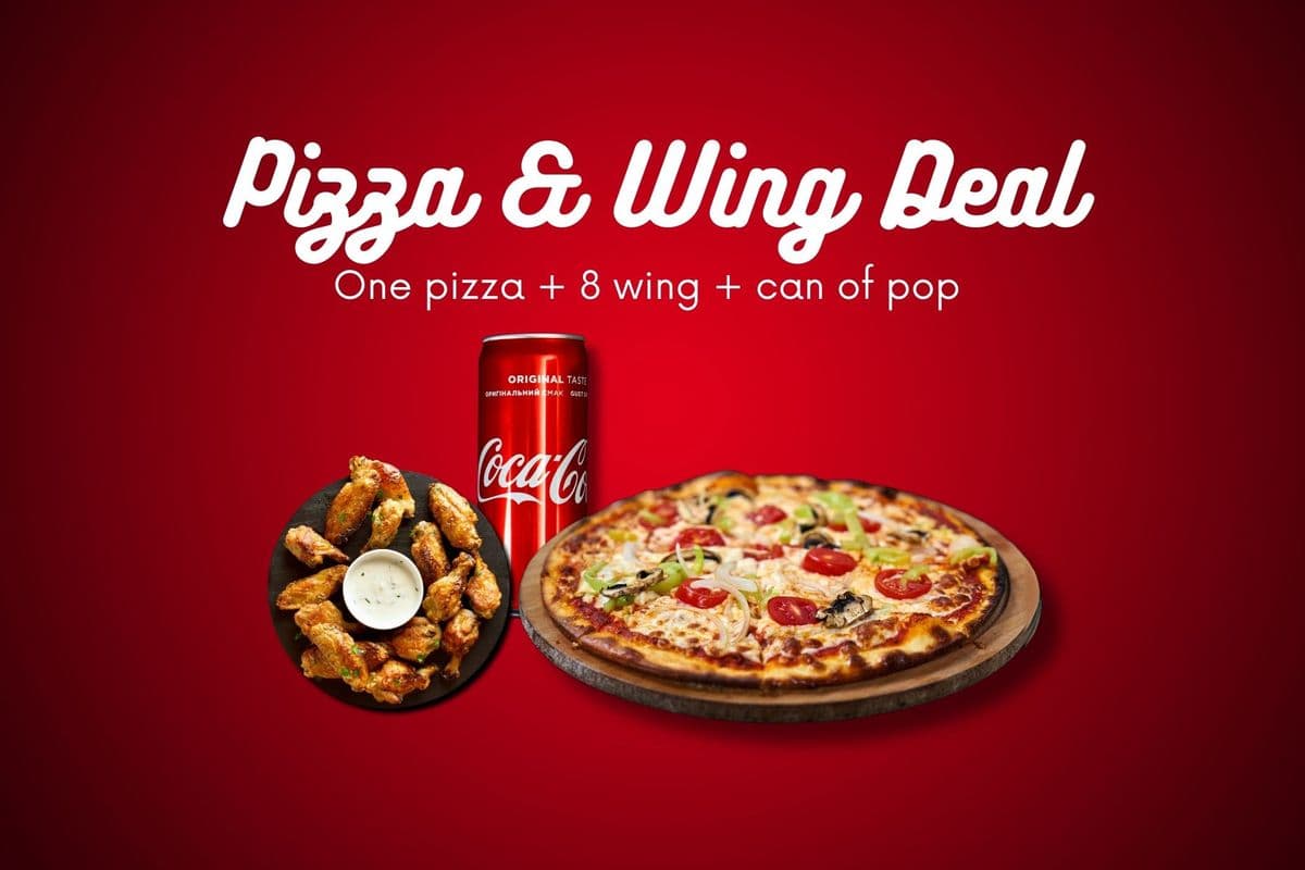 Pizza and Wing (8 pcs) Deal