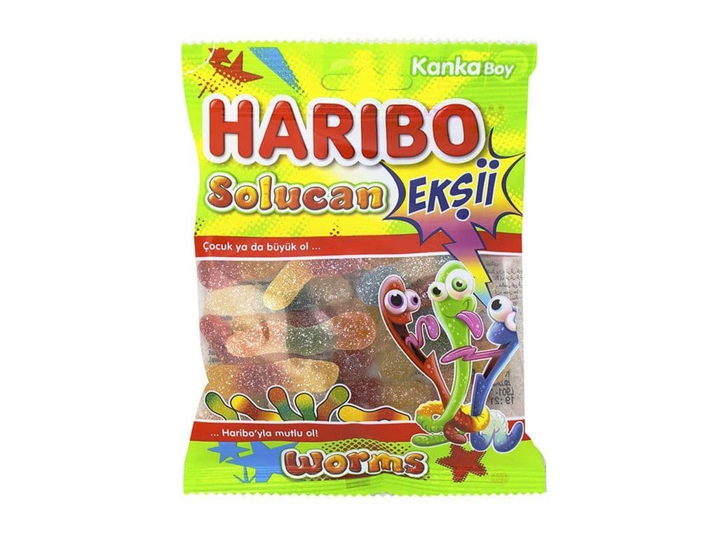 Haribo Solucan Sour Gummy Worms Halal Gummies 70g Turkish Gummies