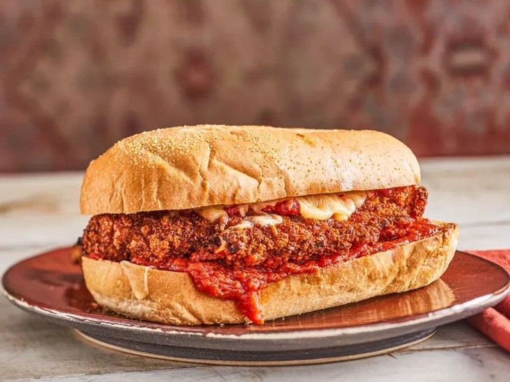 Eggplant Parmesan Sandwich and One Side