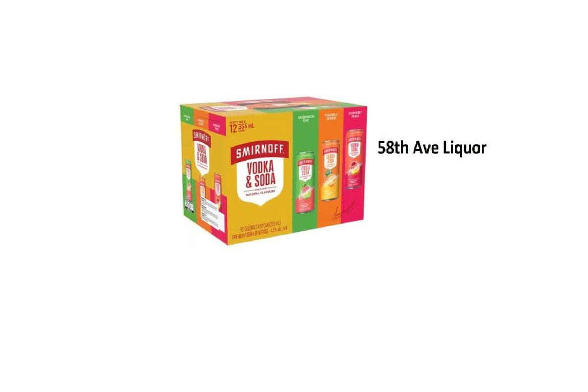 SMIRNOFF VODKA & SODA PARTY PACK CANS (1 x 12x355ML)