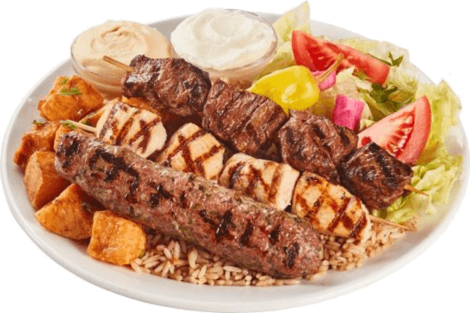 14. Plat de trois brochettes mixtes
